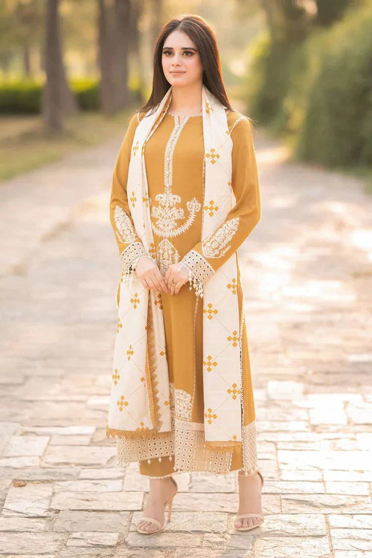 3PC Dhanak suit with Print Shawl