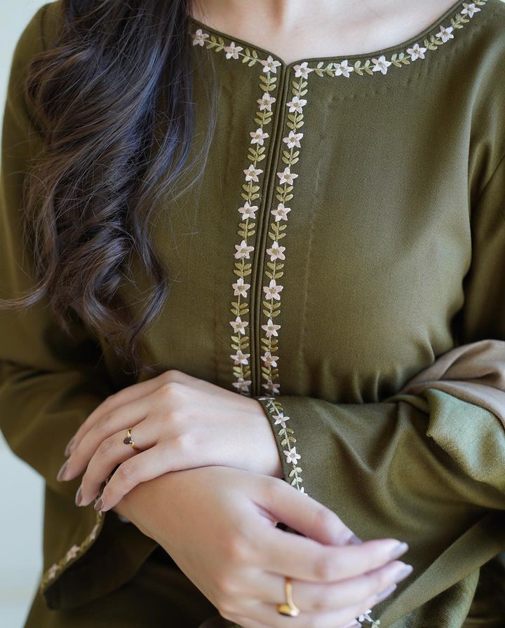 Heavy Embroidered Dhanak Suit (Embroidered Dhanak Shawl)