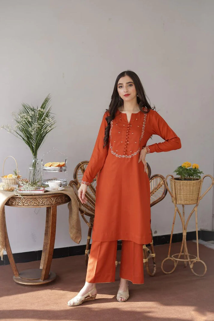 Heavy Embroidered Dhanak Suit (Embroidered Dhanak Shawl)