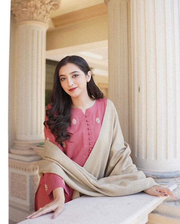 Heavy Embroidered Dhanak Suit (Embroidered Dhanak Shawl)