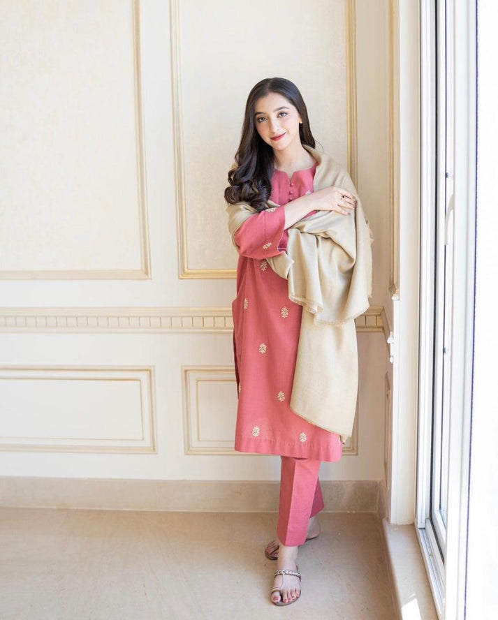Heavy Embroidered Dhanak Suit (Embroidered Dhanak Shawl)