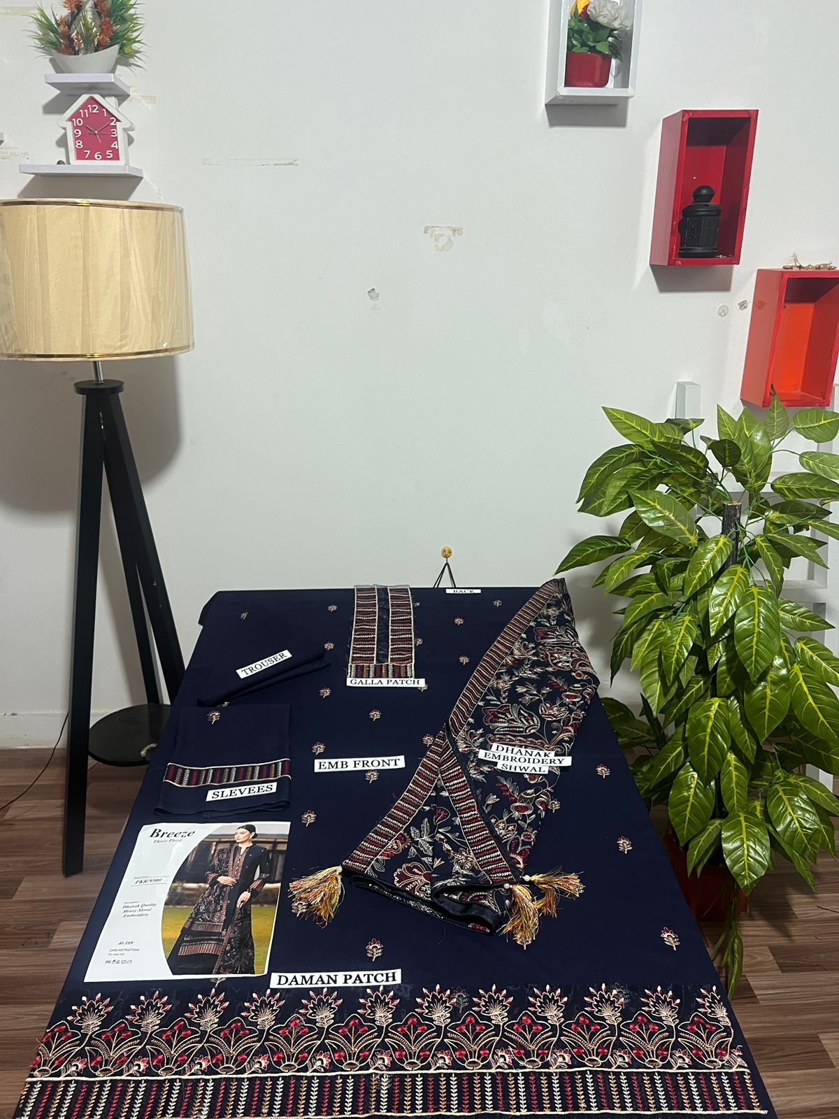 3PC Embroidered Dhanak with Embroidered Shawl