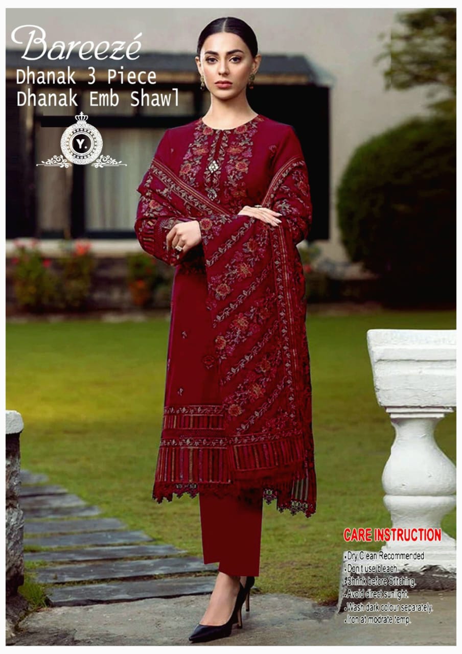 Heavy Embroidered Dhanak Suit (Embroidered Dhanak Shawl)