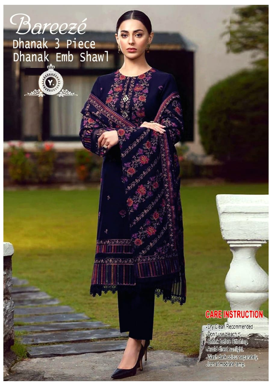 Heavy Embroidered Dhanak Suit (Embroidered Dhanak Shawl)