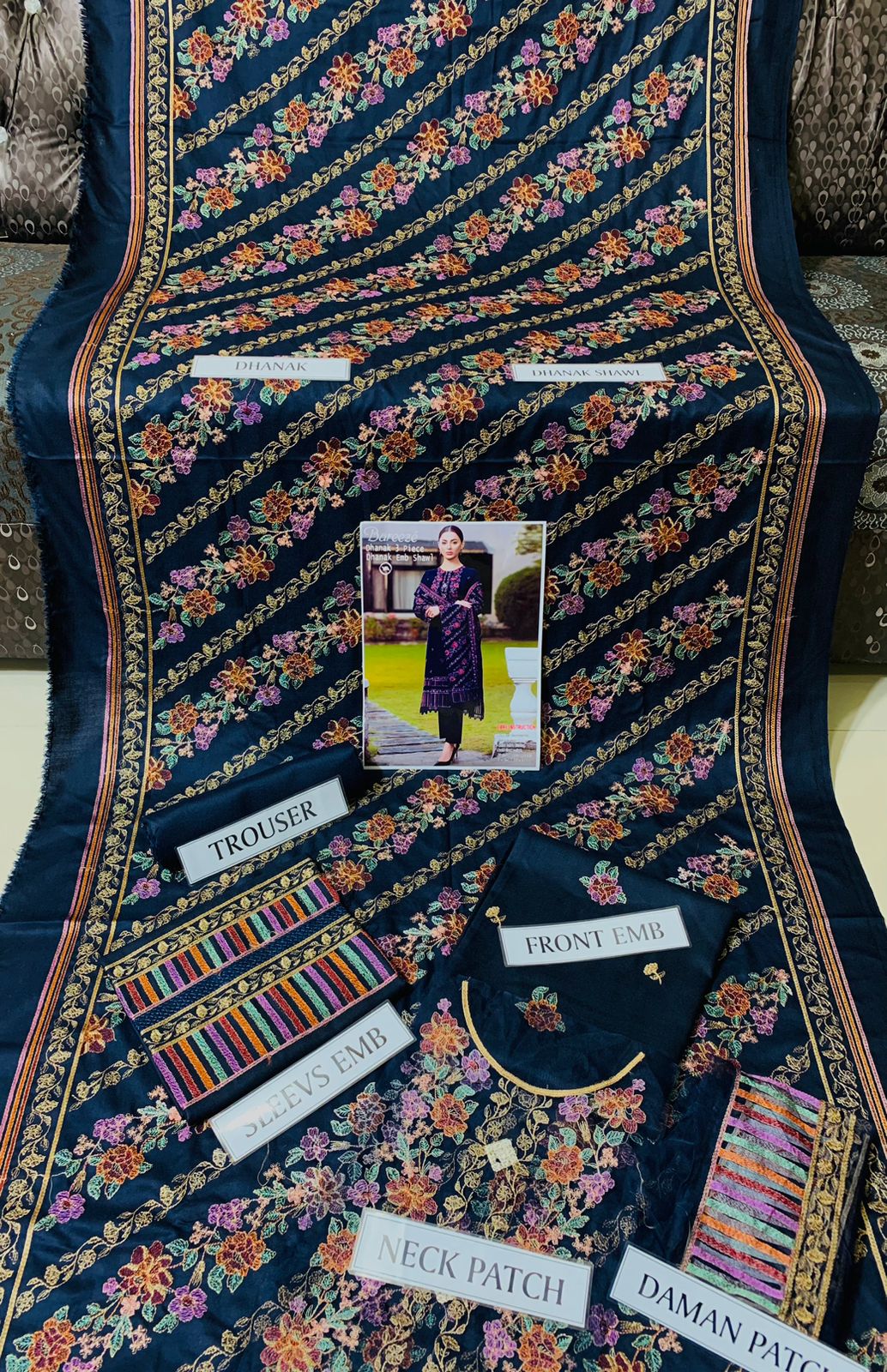Heavy Embroidered Dhanak Suit (Embroidered Dhanak Shawl)