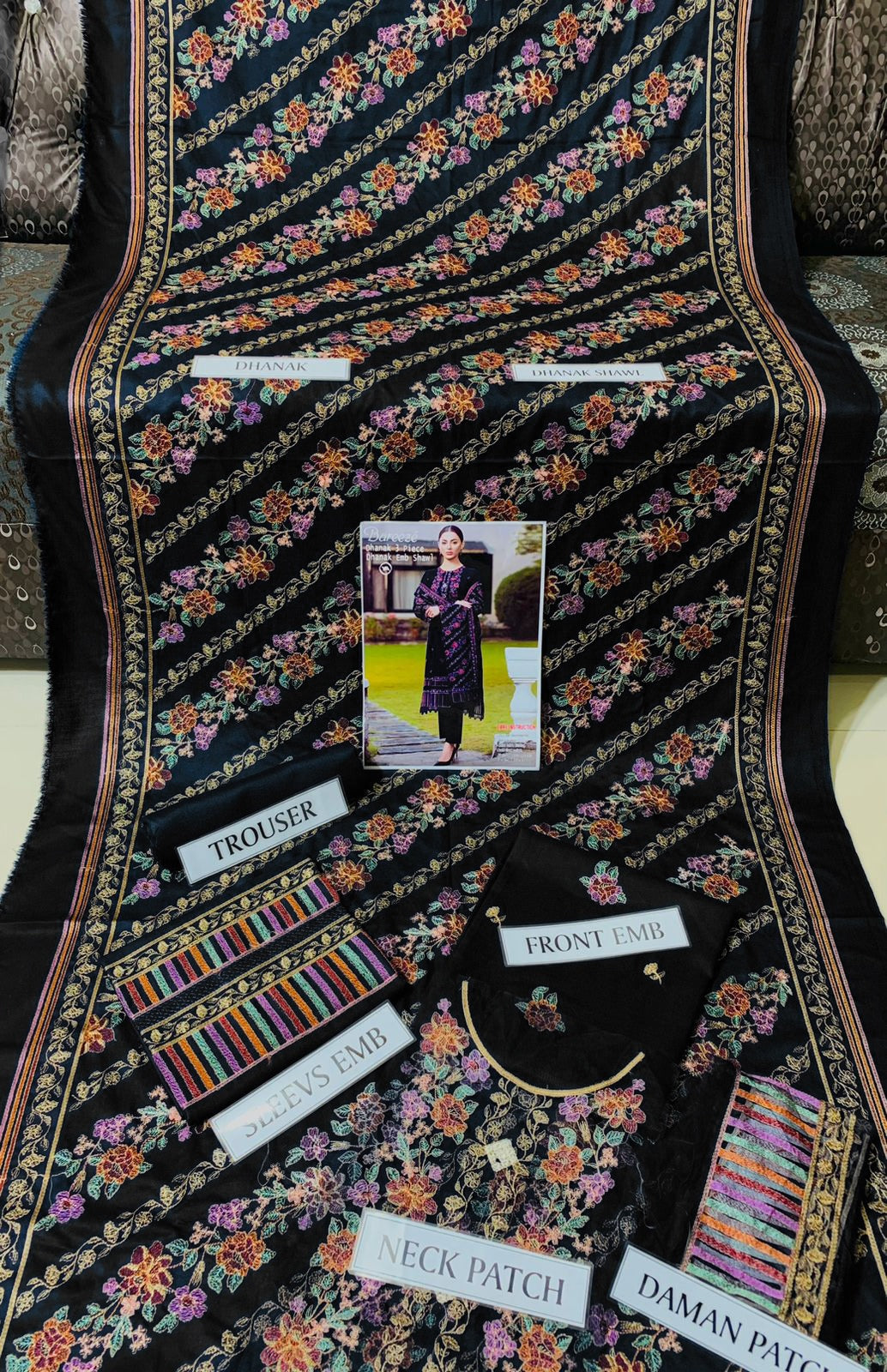 Heavy Embroidered Dhanak Suit (Embroidered Dhanak Shawl)