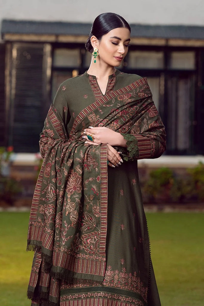 3PC Embroidered Dhanak with Embroidered Shawl