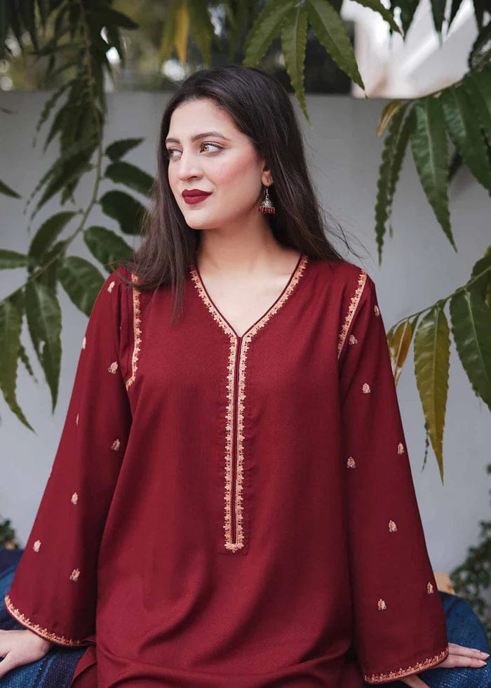3PC Dhanak suit with Embroidered Shawll