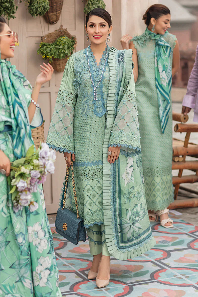 3PC EMBROIDERED LAWN DRESS WITH SILK DUPATTA